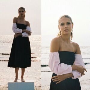 NWT Gianni Bini Nastia Liukin Audrey Cotton Sateen Off-The-Shoulder Midi Dress